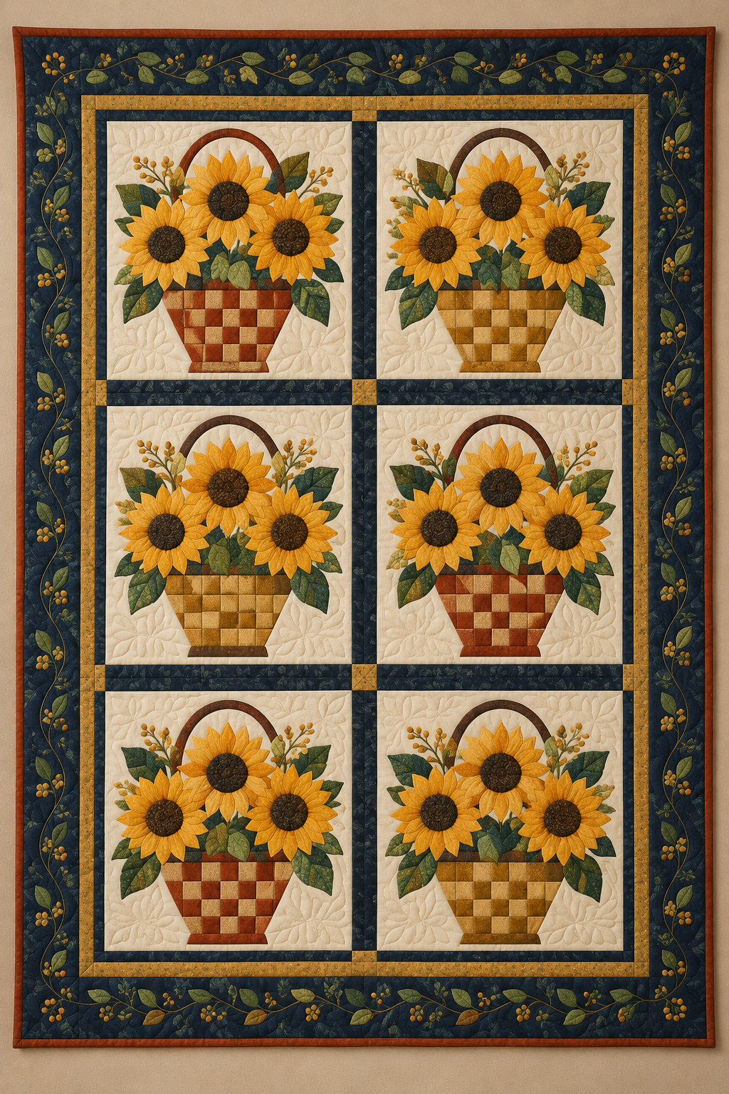 Sunflower Market Baskets TD101026049 Quilt Blanket