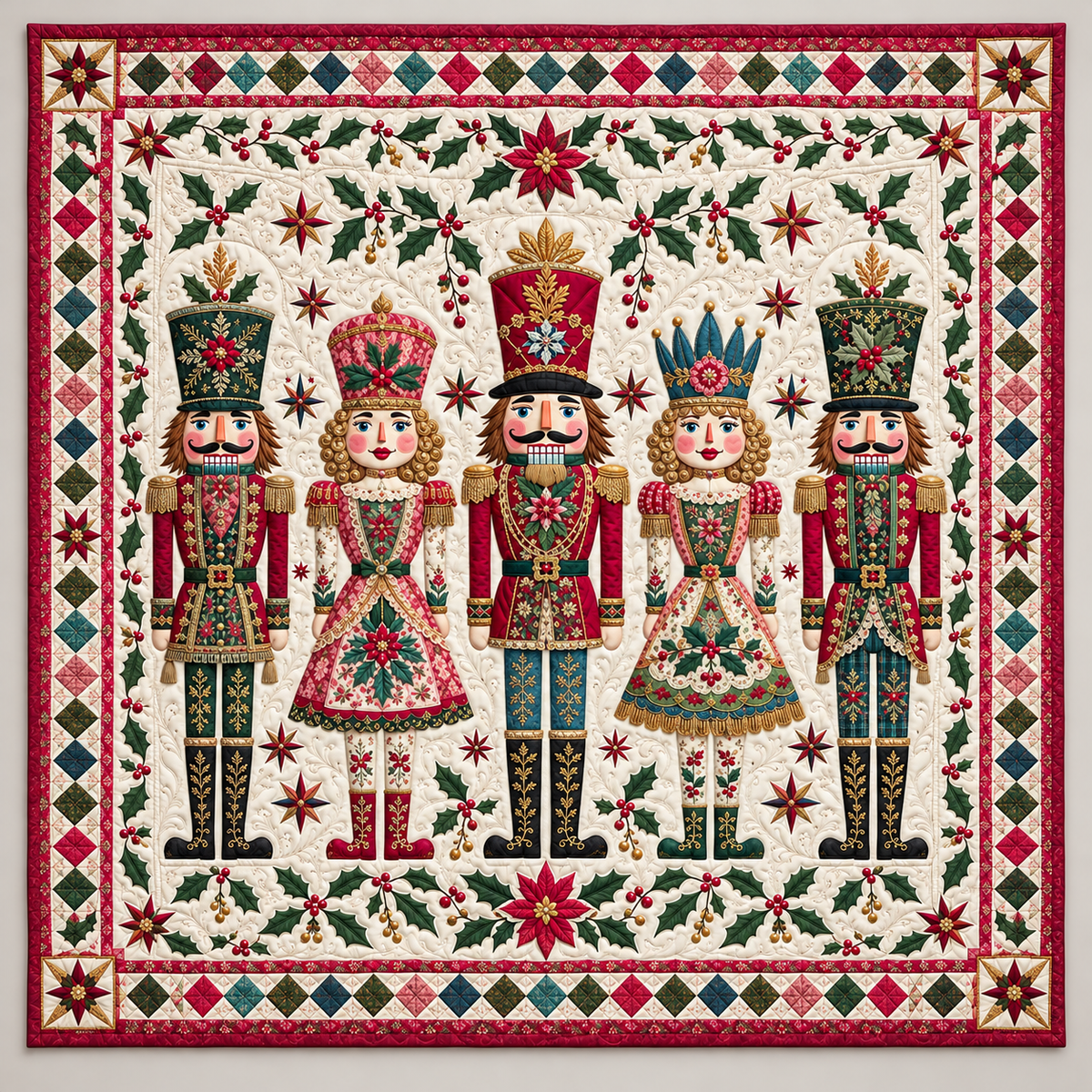 Ornate Christmas Nutcracker Parade TD141026003 Quilt Blanket