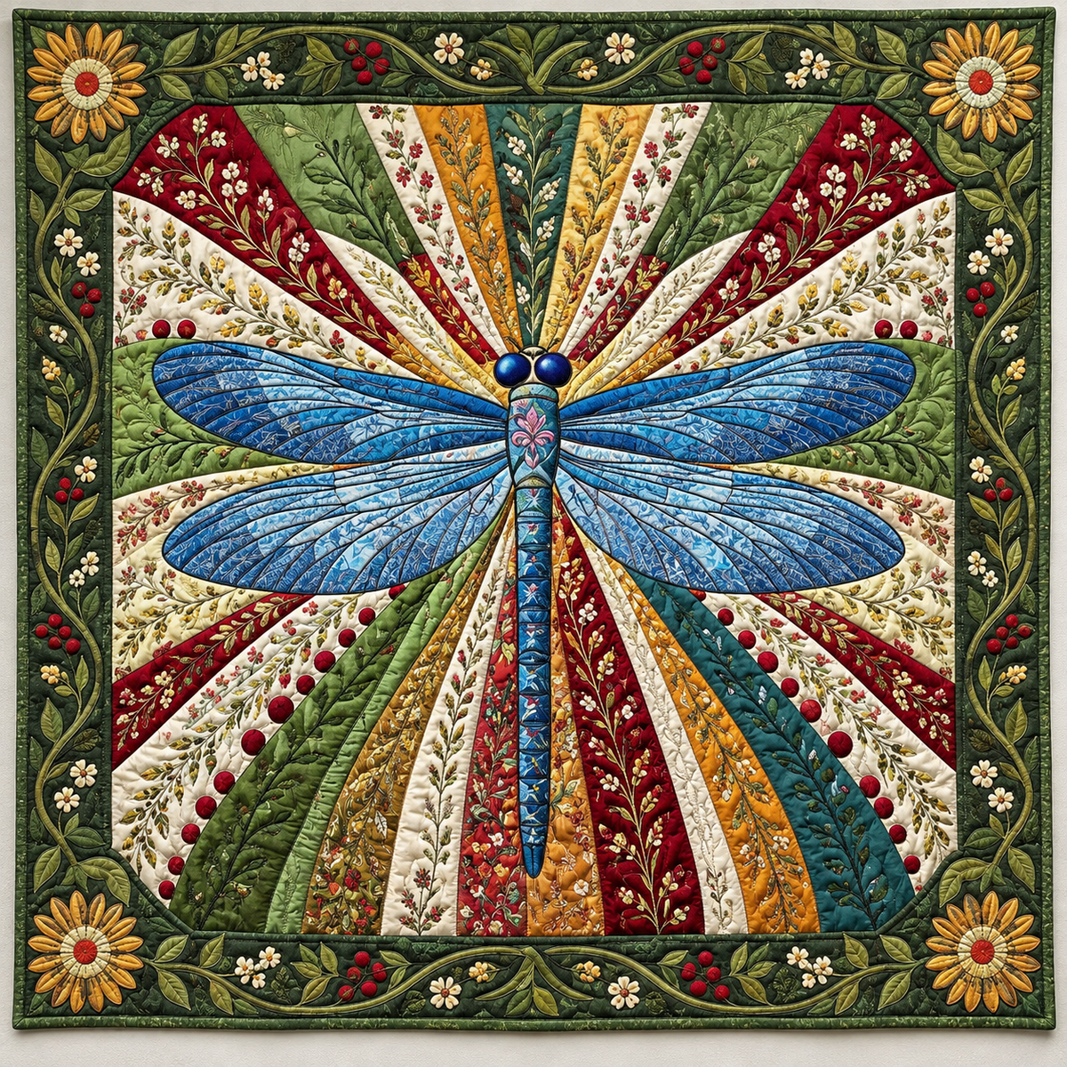 Sapphire Dragonfly Sunburst TD141026506 Quilt Blanket