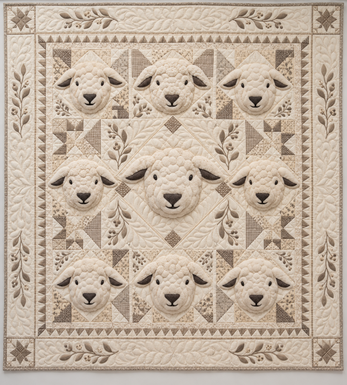 Ivory Sheep Face TD141026007 Quilt Blanket