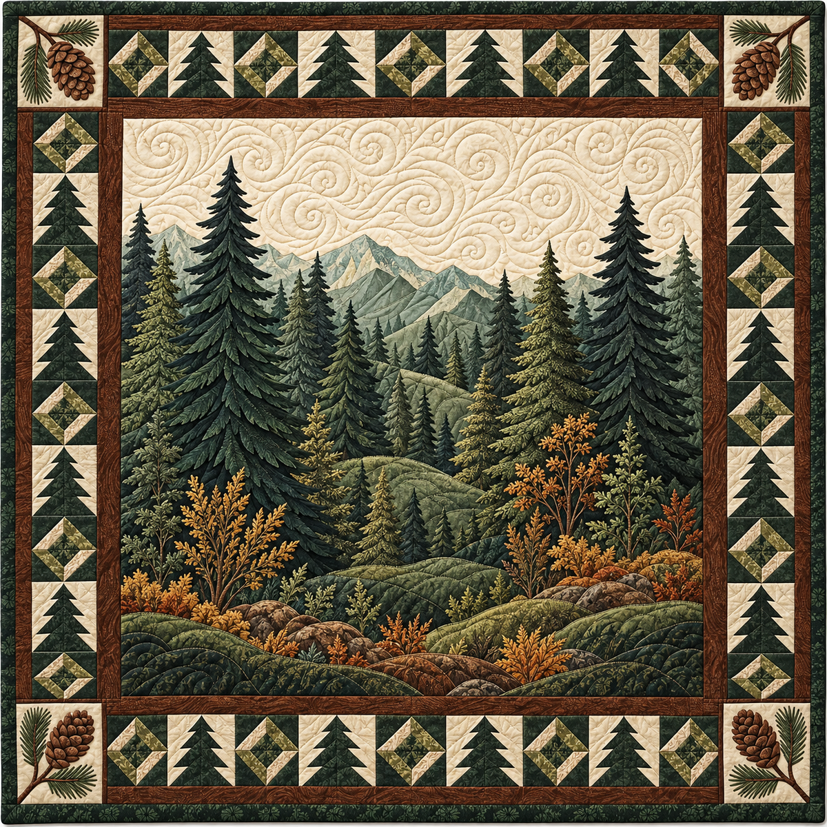 Woodland Pinecone Sanctuary TD141026509 Quilt Blanket