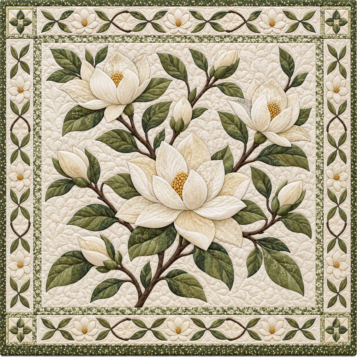 Ivory Magnolia Branch TD141026514 Quilt Blanket