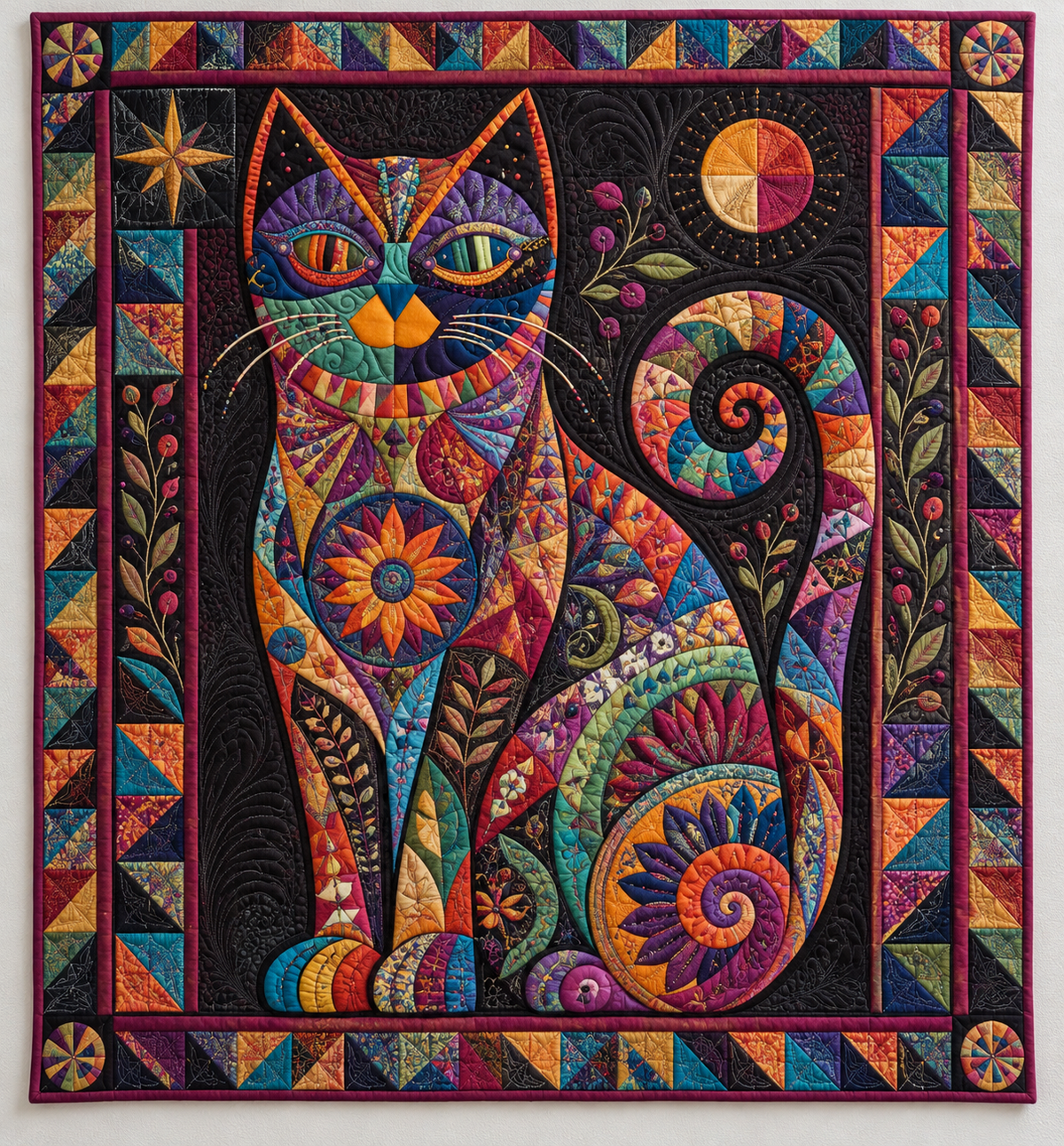Jewel Tone Spiral Cat TD141026016 Quilt Blanket