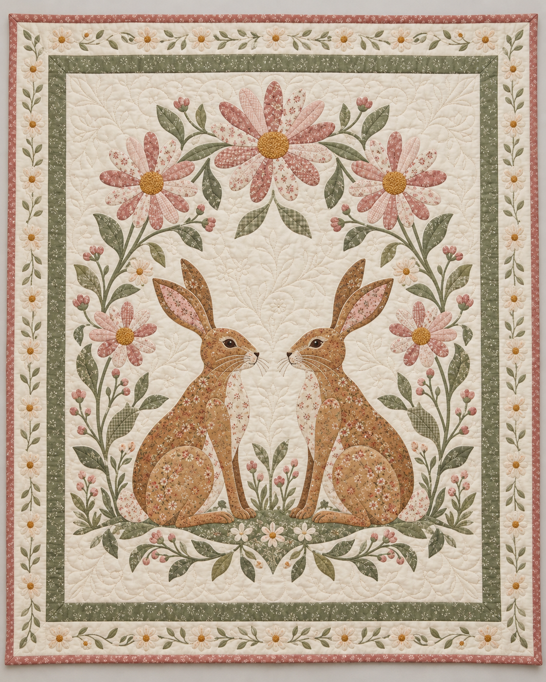 Meadow Hare Garland TD101026011 Quilt Blanket
