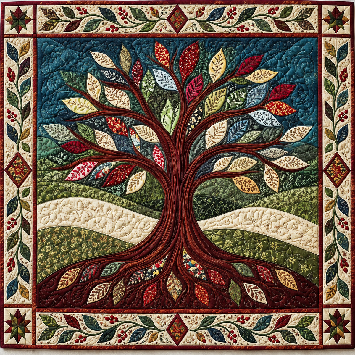 Four Seasons Patchwork Tree TD141026523 Quilt Blanket