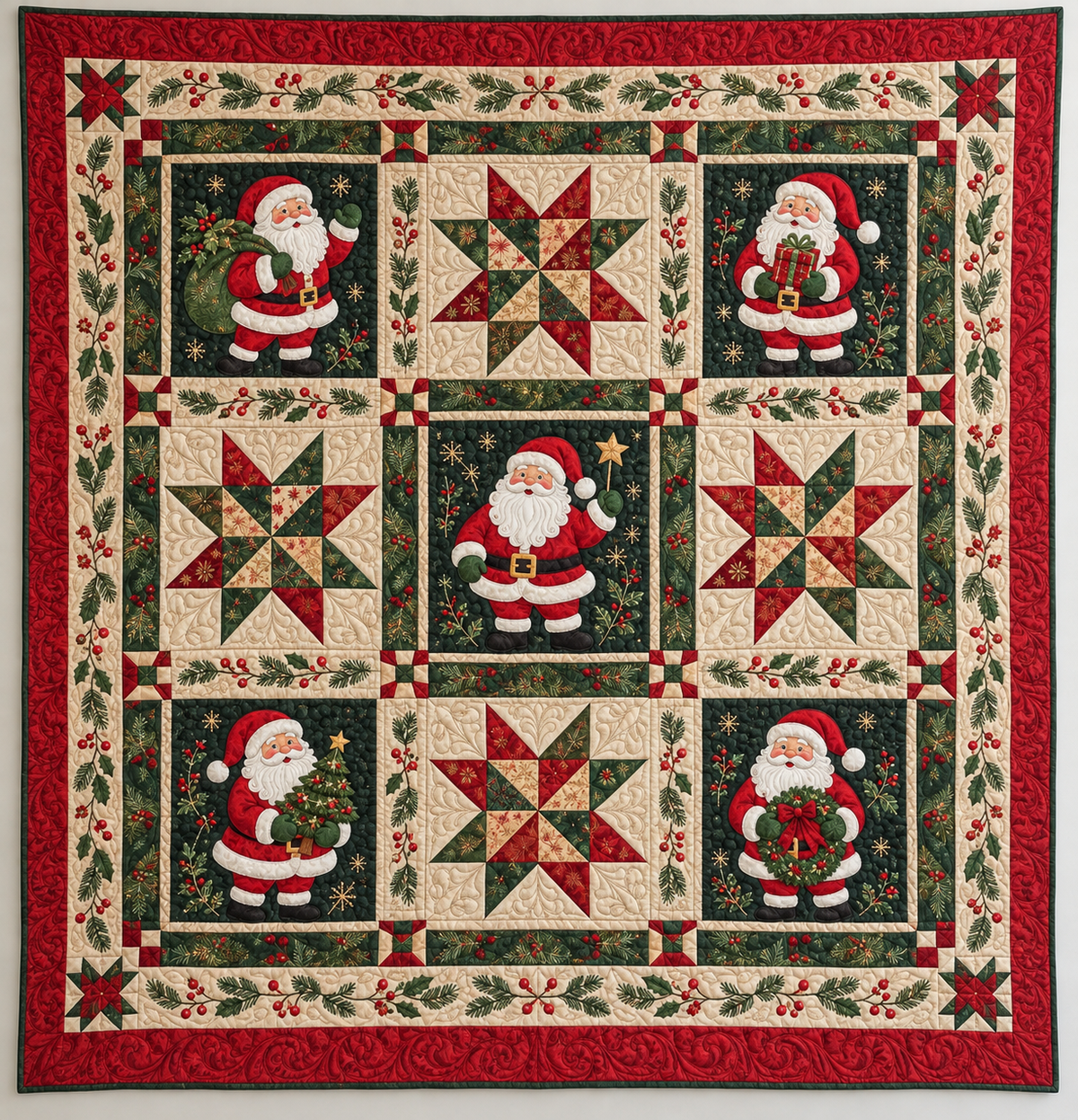 Santa And Christmas Star TD141026024 Quilt Blanket