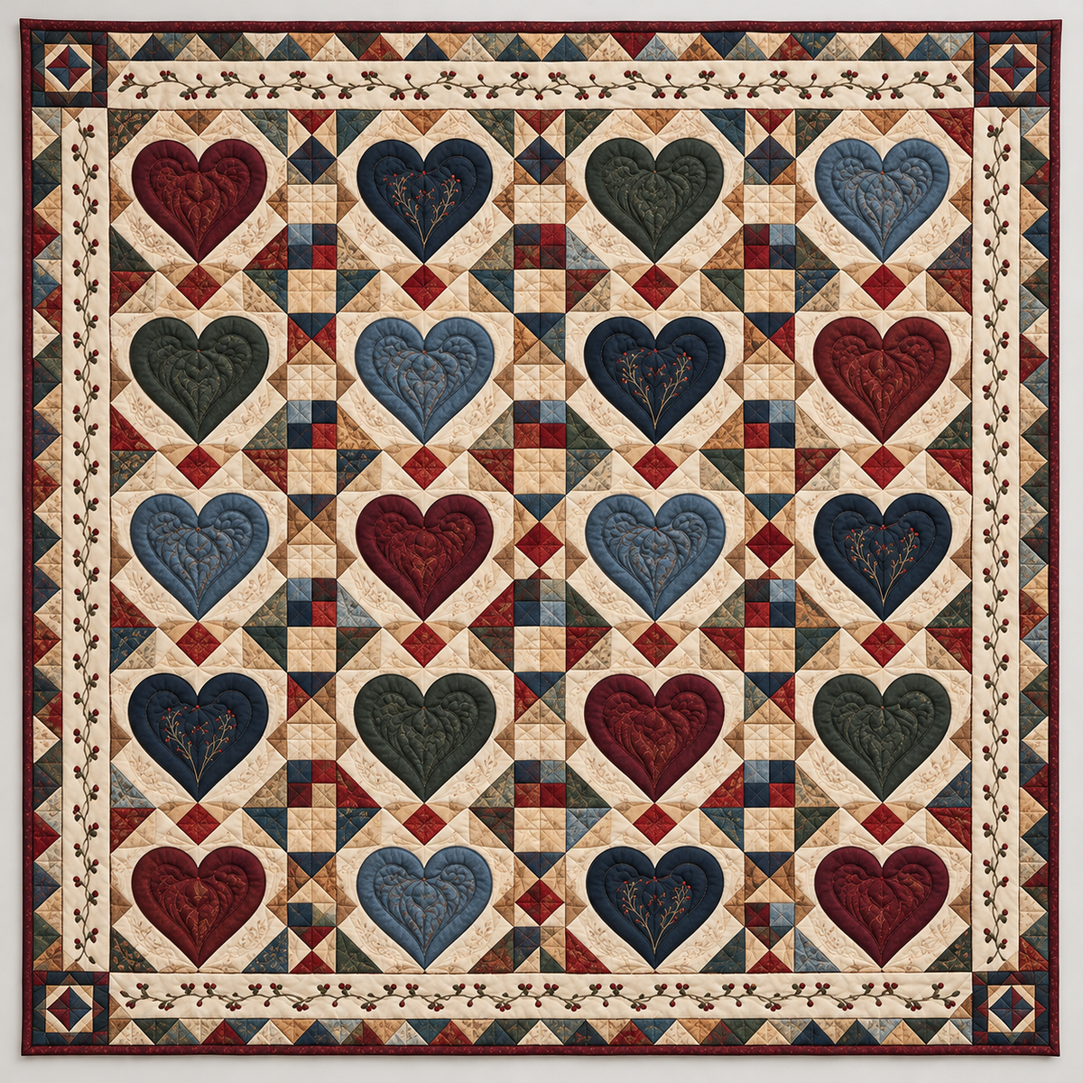 Country Hearts In Muted Patchwork TD141026035 Quilt Blanket