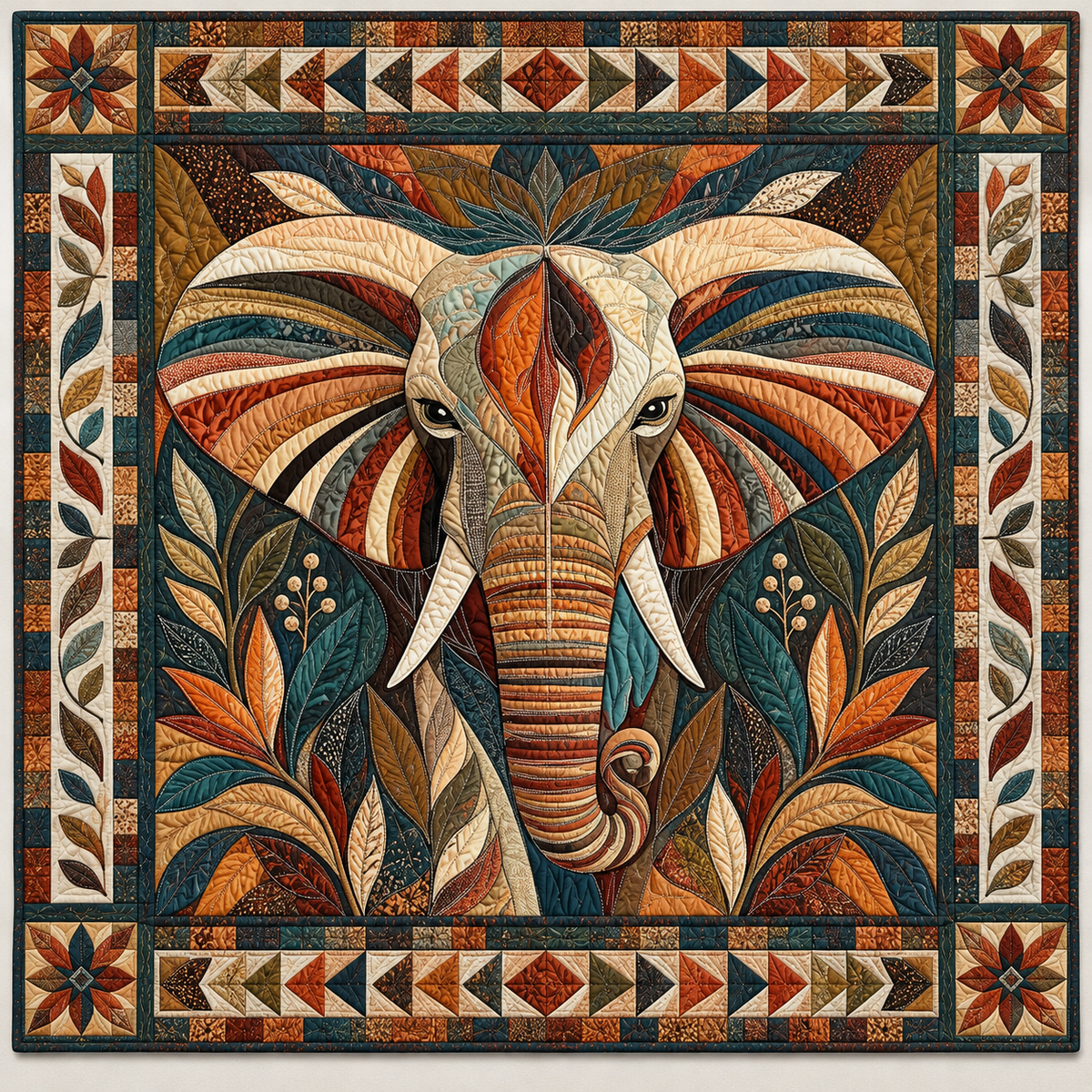 Earthtone Elephant Portrait TD141026539 Quilt Blanket