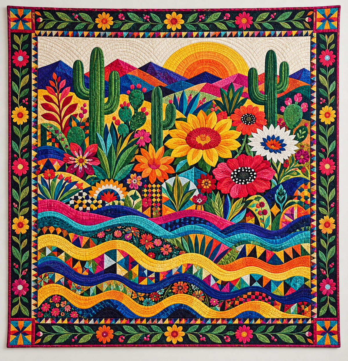 Vibrant Cactus And Desert Flowers TD141026041 Quilt Blanket