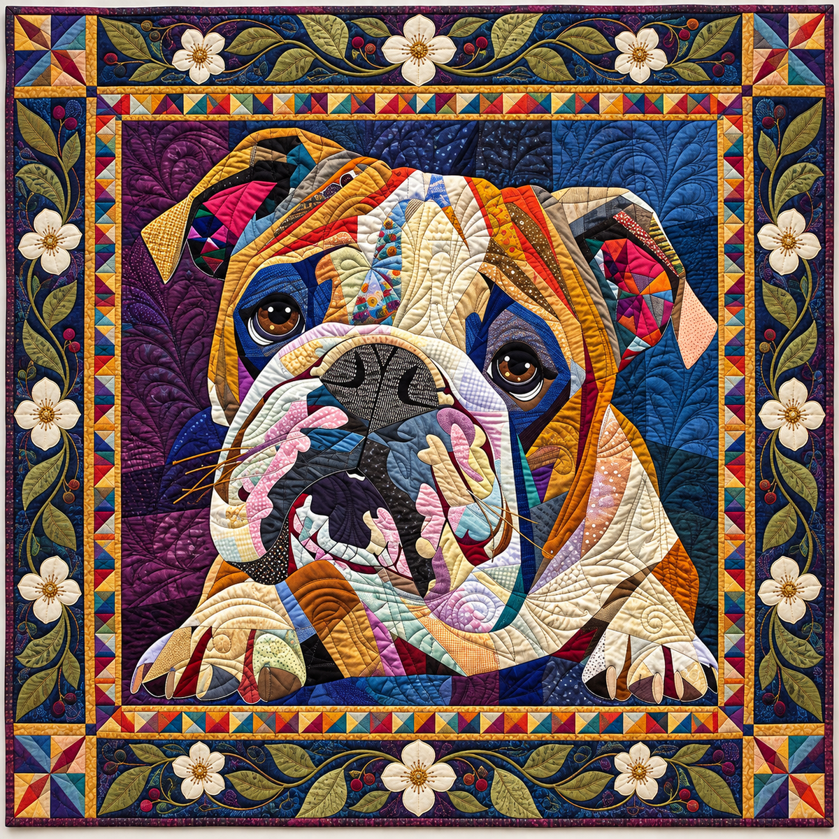 Colorful Bulldog Mosaic TD141026543 Quilt Blanket