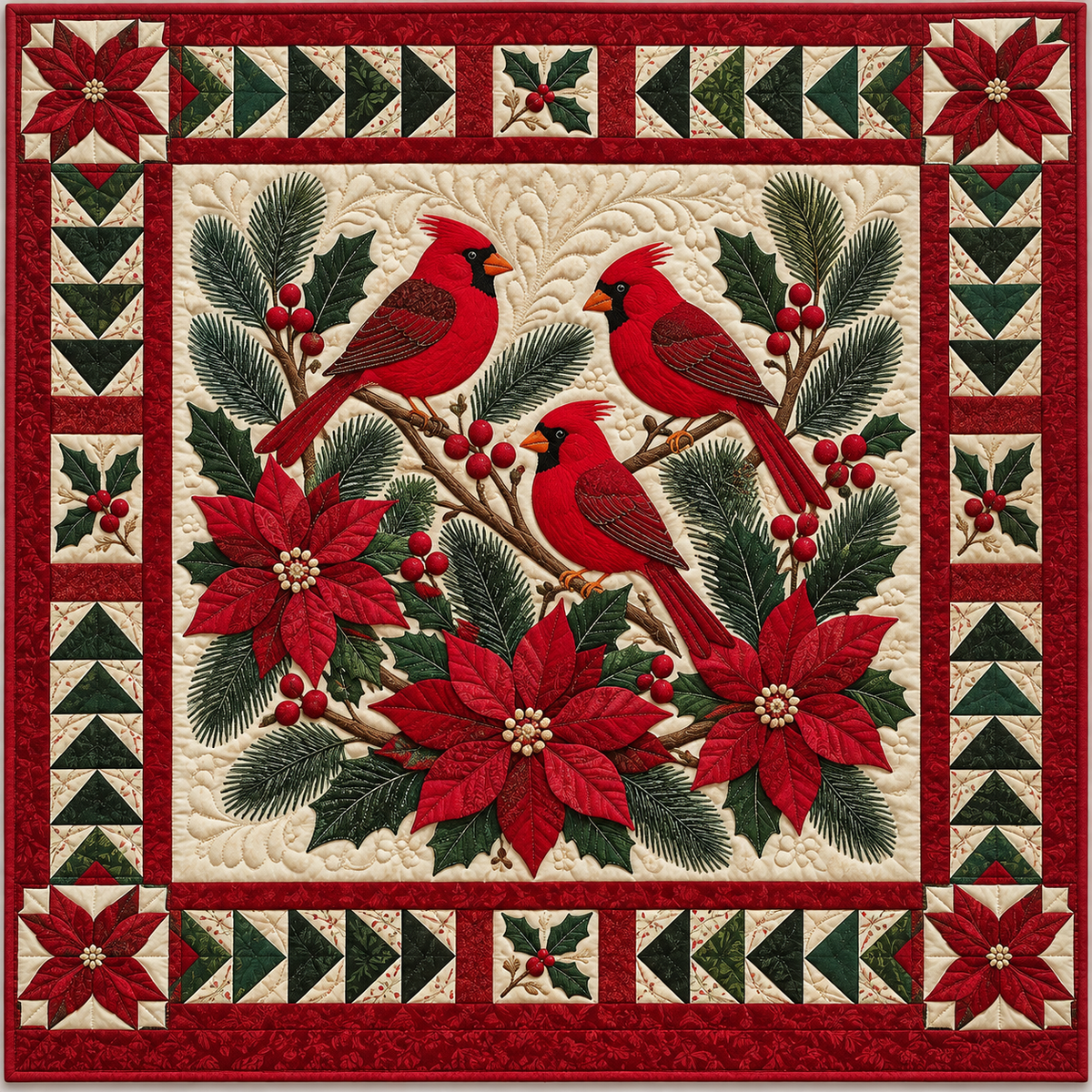 Crimson Cardinal Winter TD141026544 Quilt Blanket