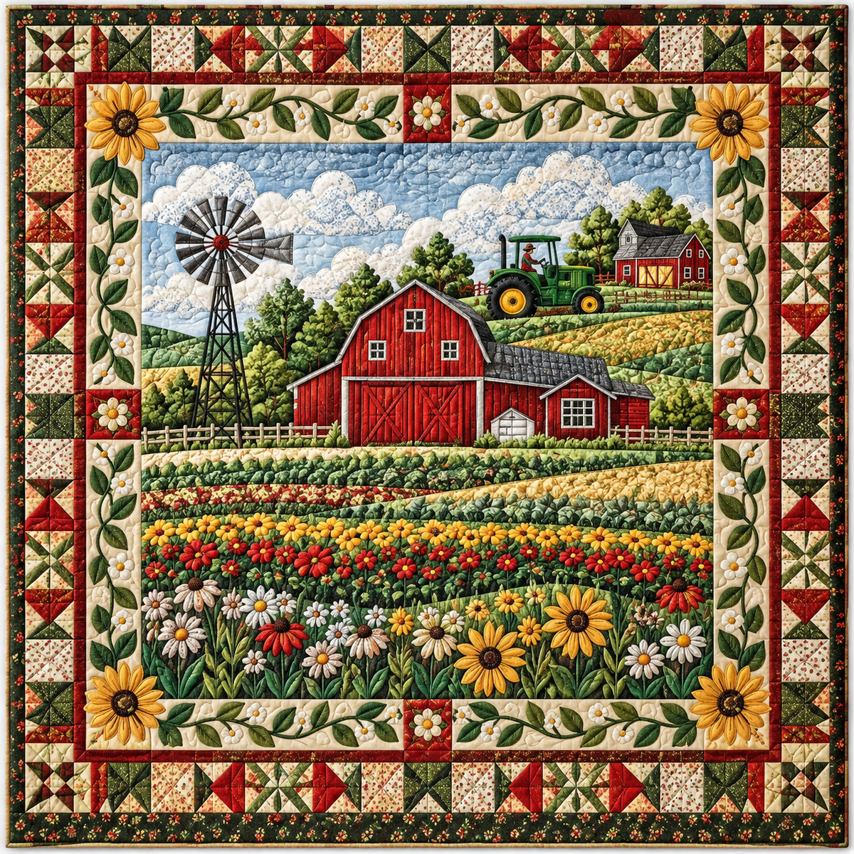 Barnyard Flower Fields TD141026545 Quilt Blanket