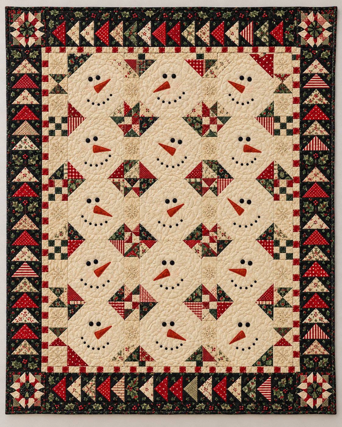 Playful Snowman Faces TD141026049 Quilt Blanket