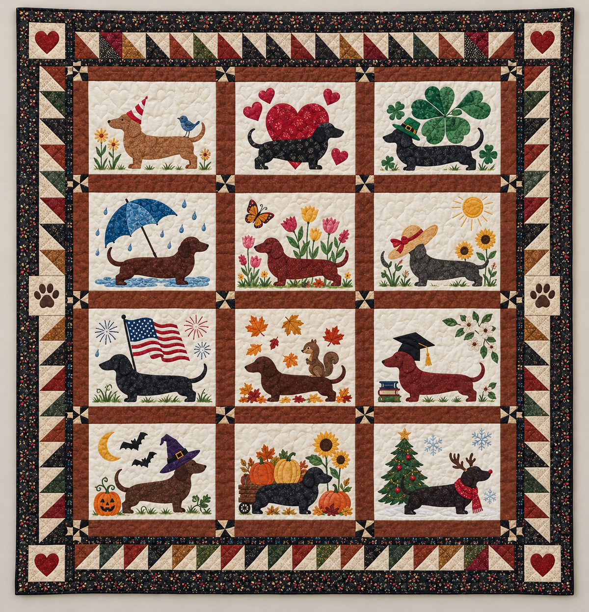 Four Seasons Dachshund TD141026053 Quilt Blanket