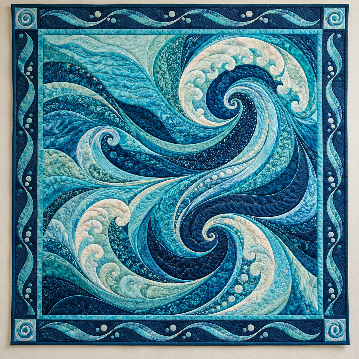 Turquoise Ocean Wave Spirals TD141026055 Quilt Blanket