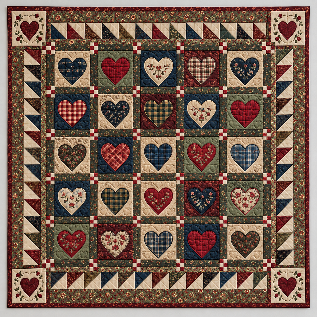 Plaid And Floral Country Hearts TD141026057 Quilt Blanket