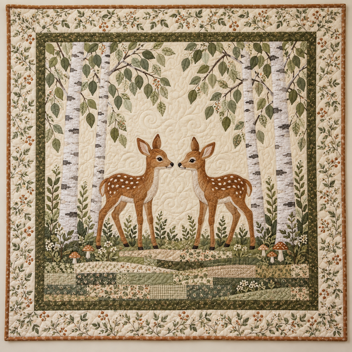 Deer in the Birch Grove TD101026005 Quilt Blanket