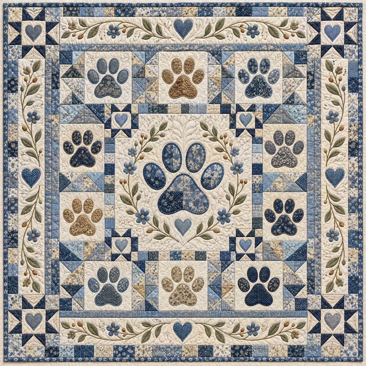 Blue Ivory Paw TD141026560 Quilt Blanket