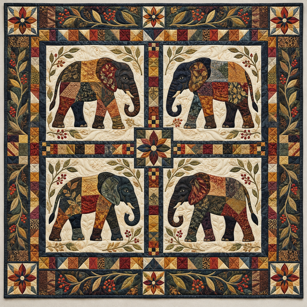 Earthtone Elephant TD141026567 Quilt Blanket