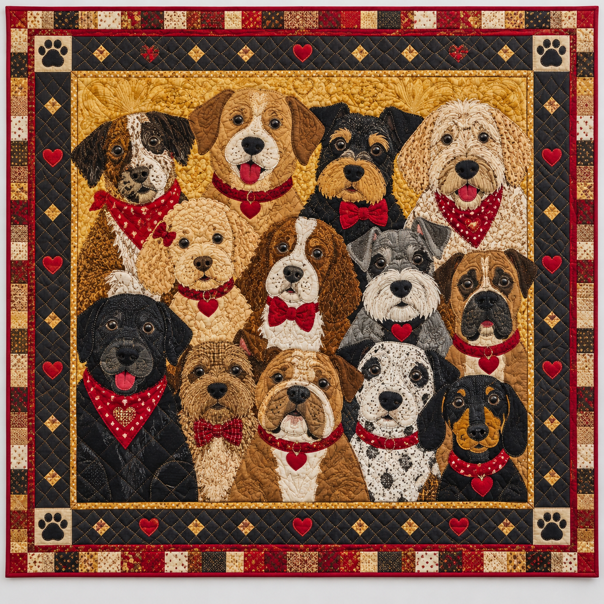 Golden Gathering Of Dog Portraits TD141026072 Quilt Blanket