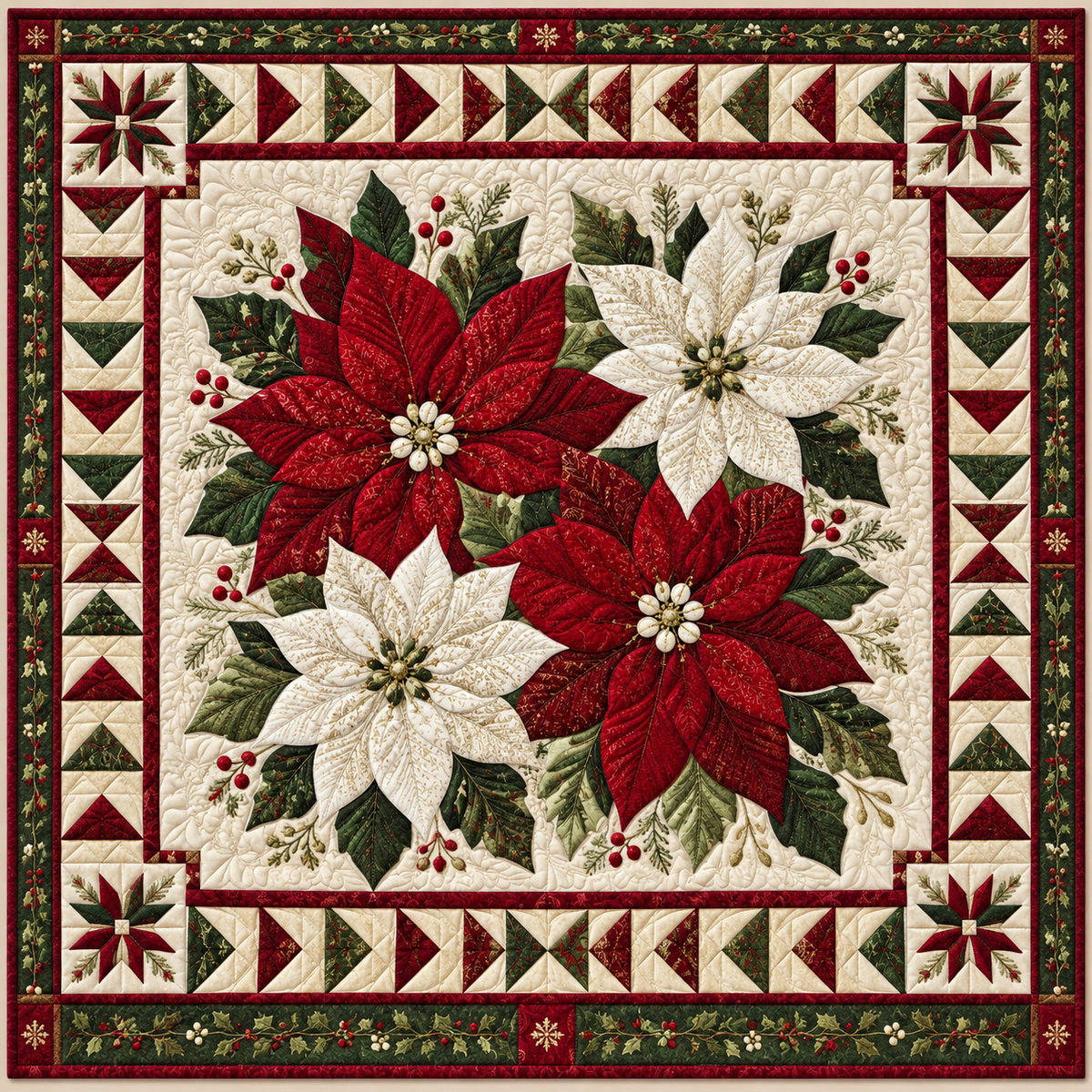 Winter Poinsettia Magic TD141026573 Quilt Blanket