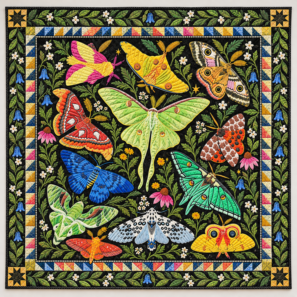 Luna Moth And Midnight Butterflies TD141026074 Quilt Blanket
