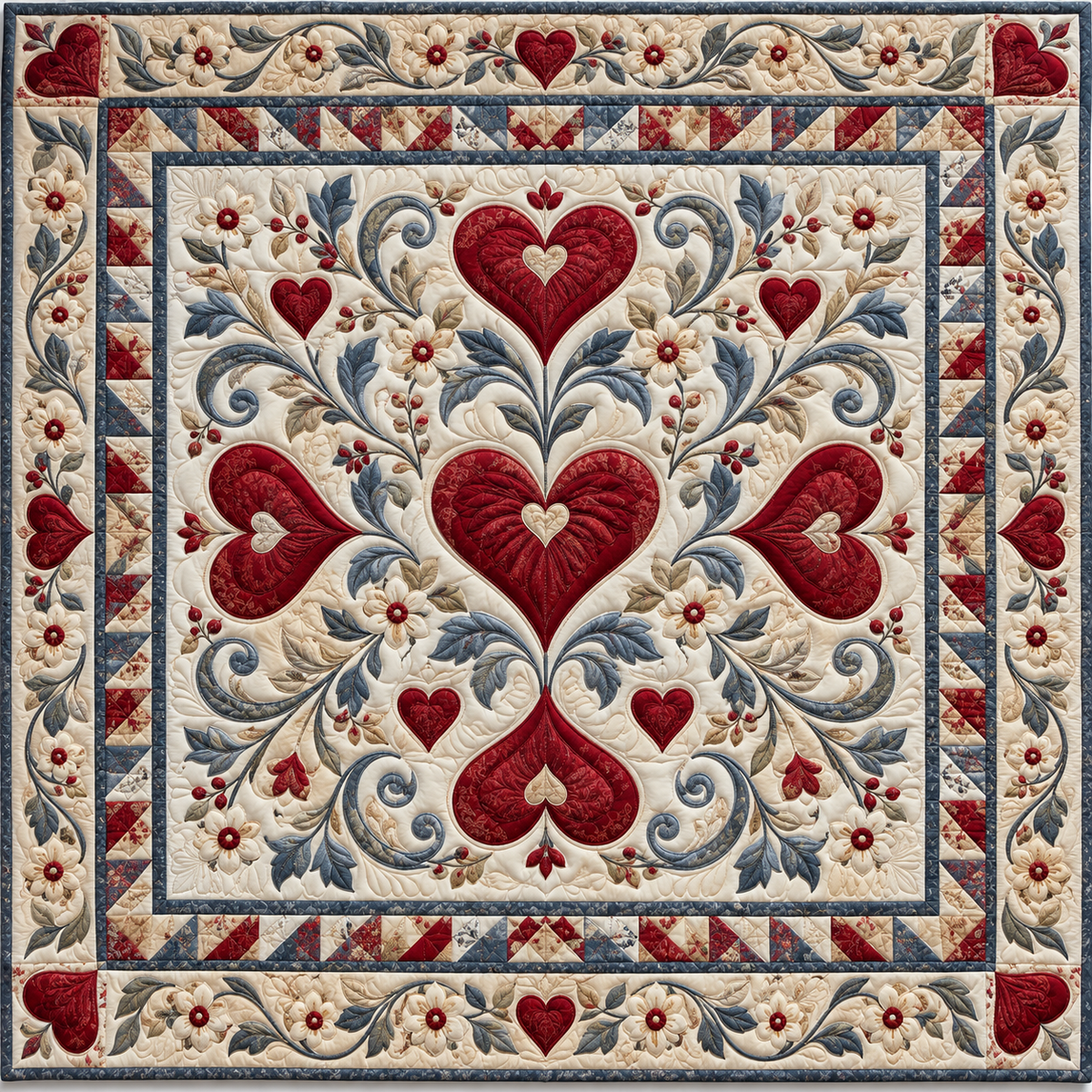 Crimson Hearts And Scrolls TD141026575 Quilt Blanket