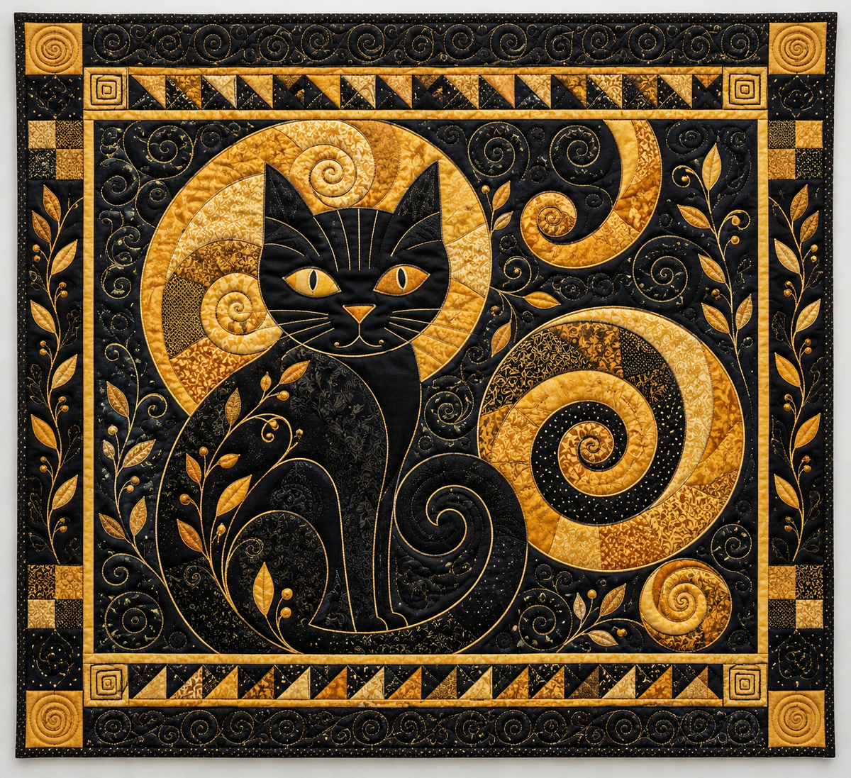 Black Cat And Amber Spirals TD141026079 Quilt Blanket