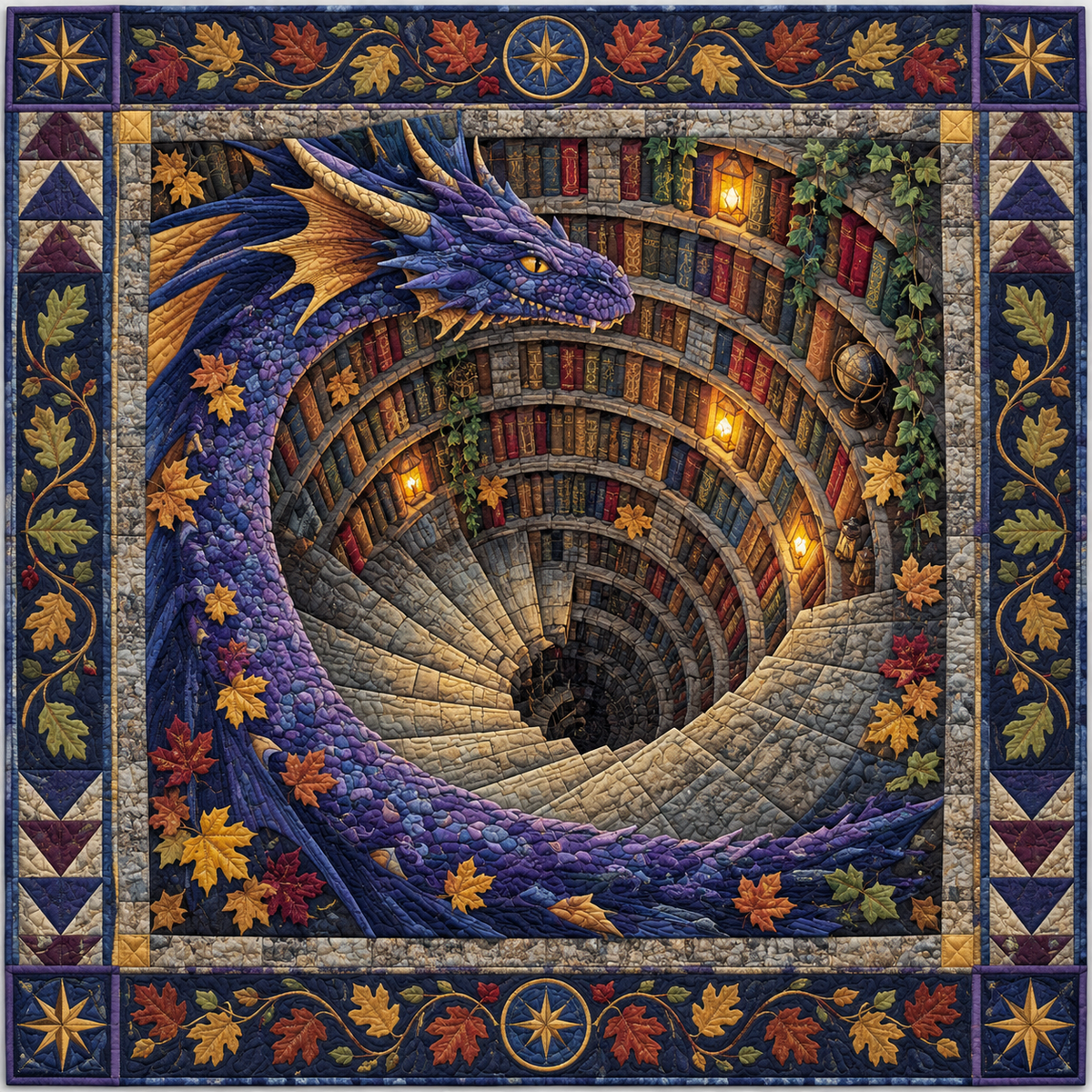 Dragon Spiral Library TD141026579 Quilt Blanket