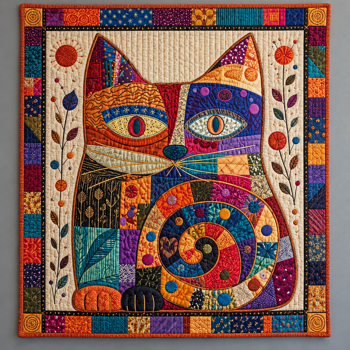 Ornamental Orange And Purple Cat TD141026083 Quilt Blanket