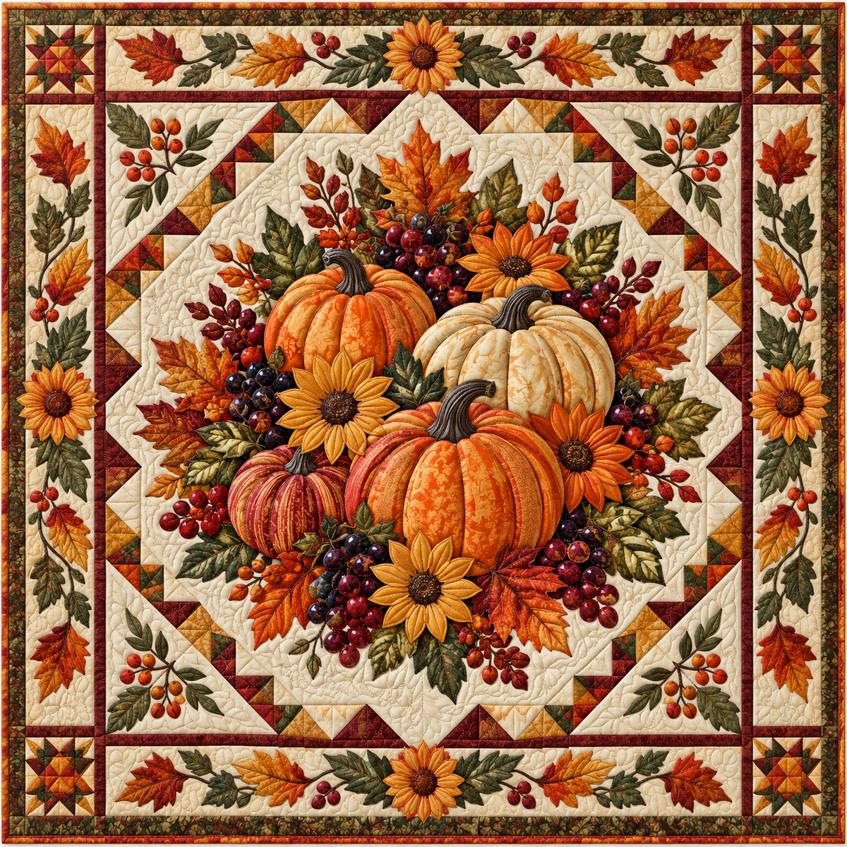 Autumn Pumpkin Garland TD141026584 Quilt Blanket