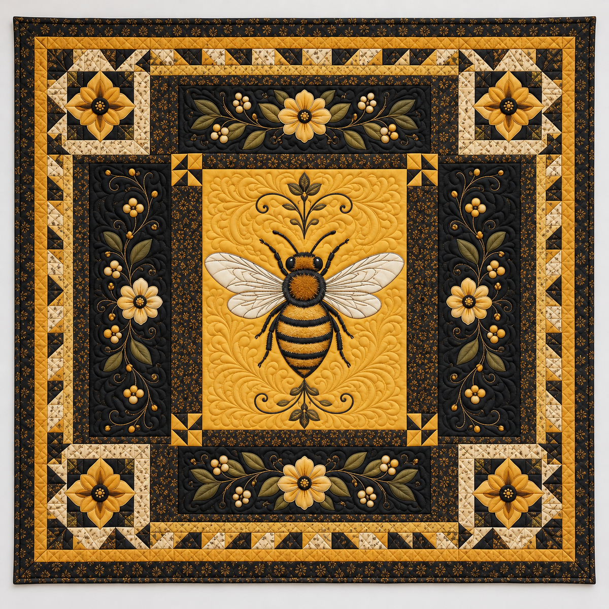 Golden Bee In an Ornate Garden TD141026090 Quilt Blanket