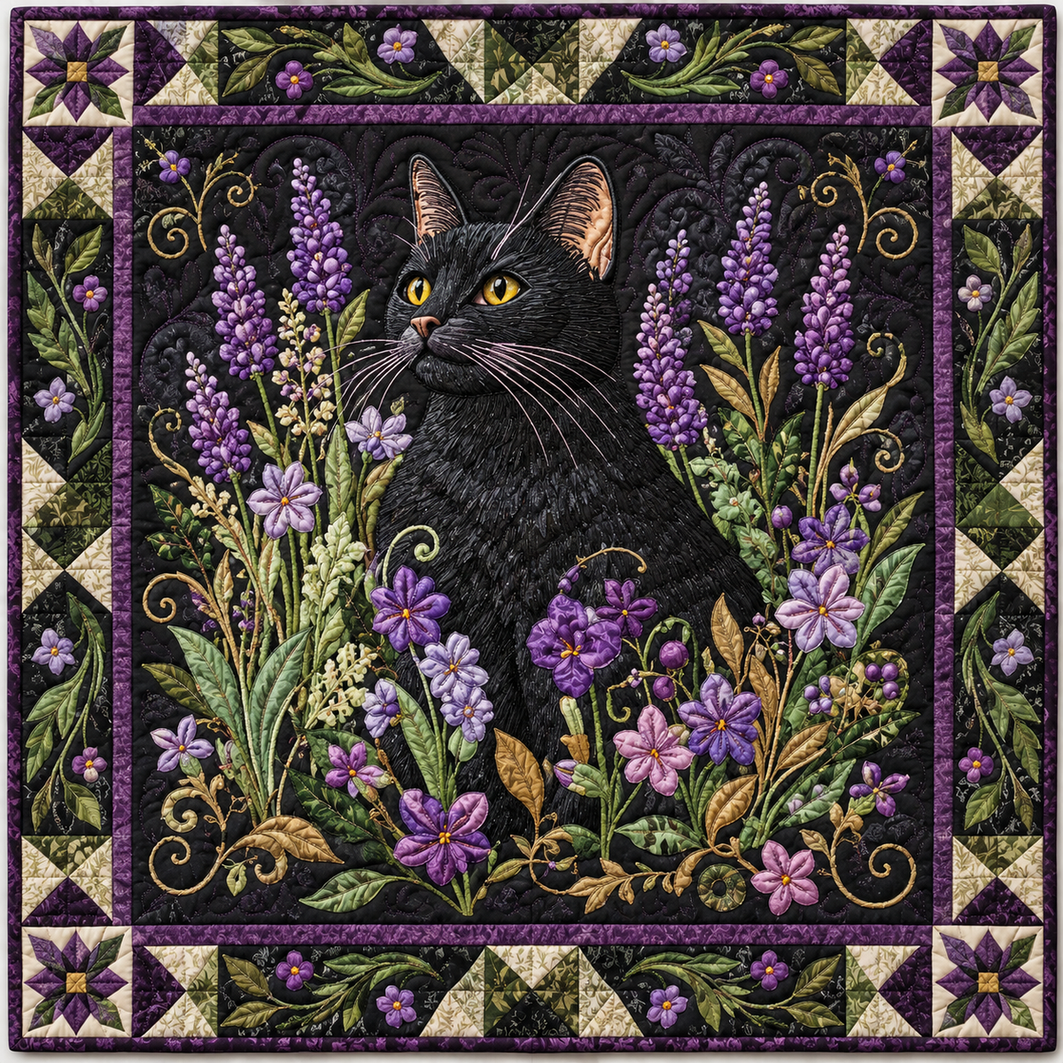 Moonlit Black Cat Garden TD141026598 Quilt Blanket