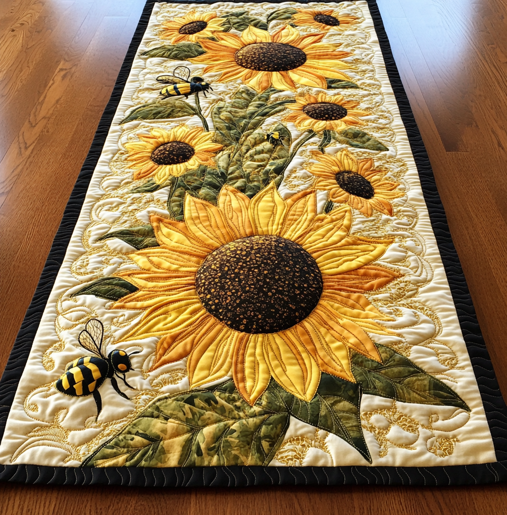 Sunflower Bee DAI190225293 Quilted Table Runner
