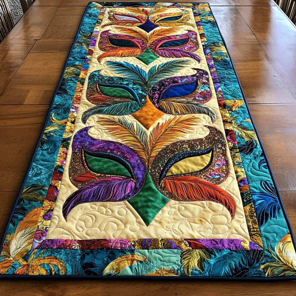 Mardi Gras Masquerade DAI110225400 Quilted Table Runner