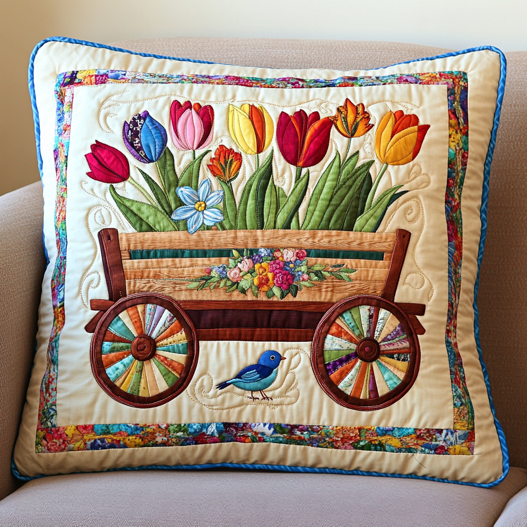 Tulip Wagon DAI110225266 Quilted Pillow Case