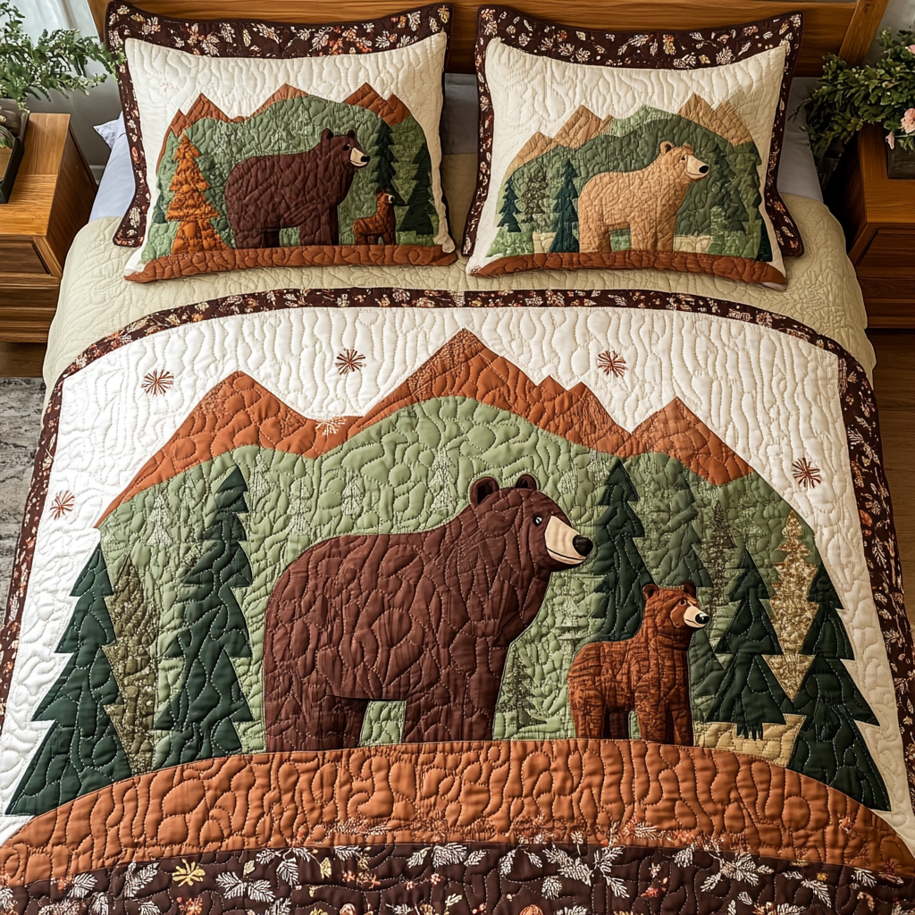 Woodland Bear DAI190225145 Quilt Bedding Set