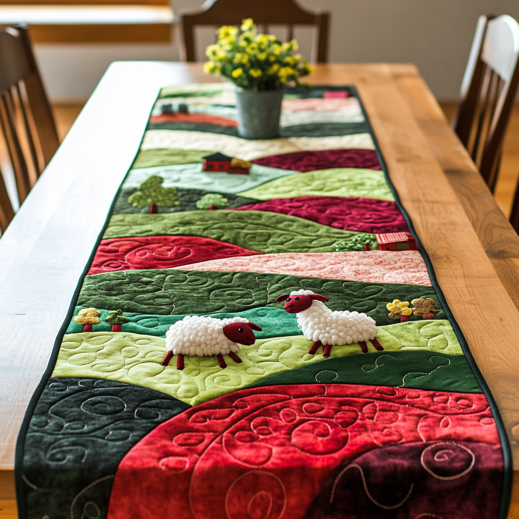 Farm Hill Sheep DAI150125325 Quilted Table Runner