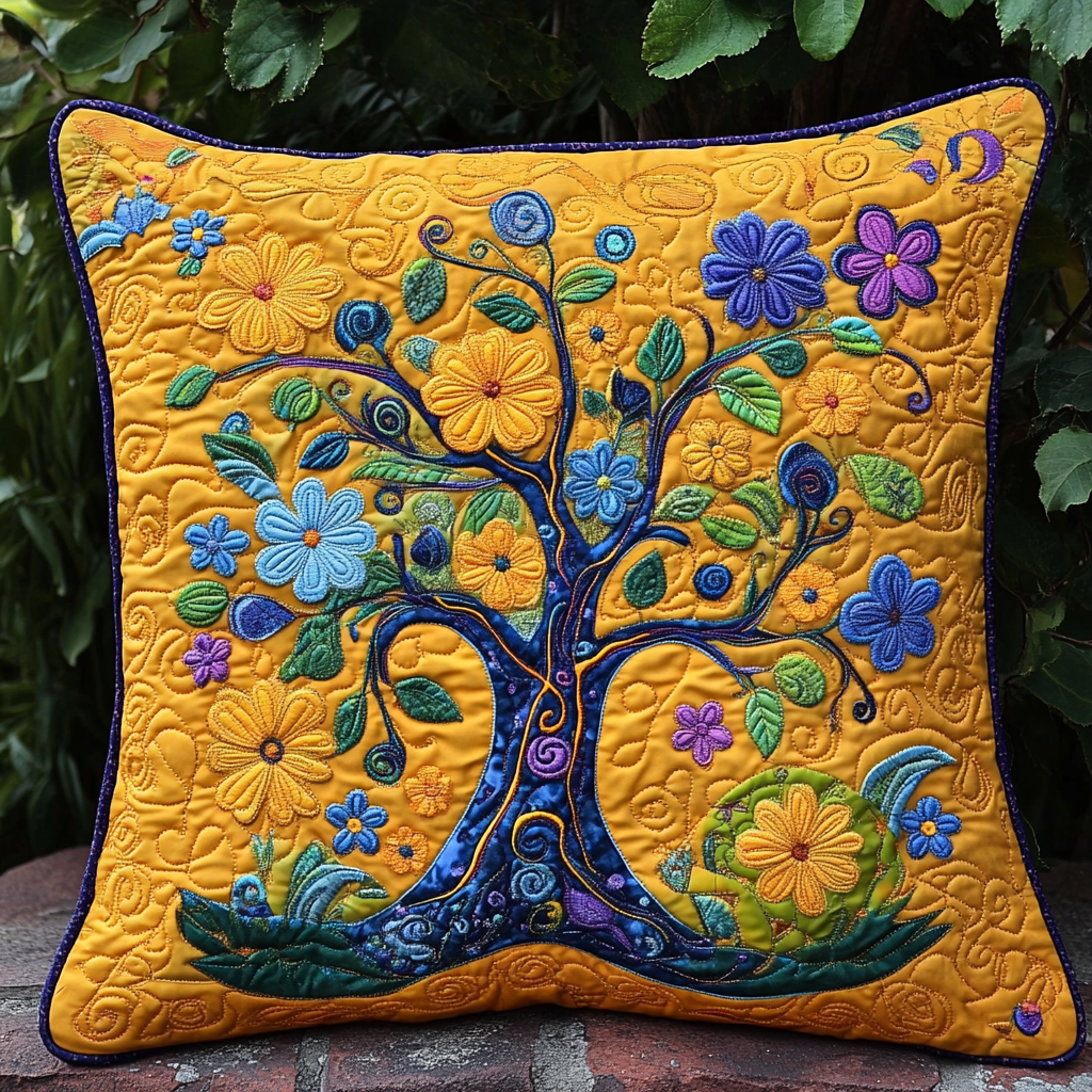 Hippie Tree Of Life DAI110225282 Quilted Pillow Case