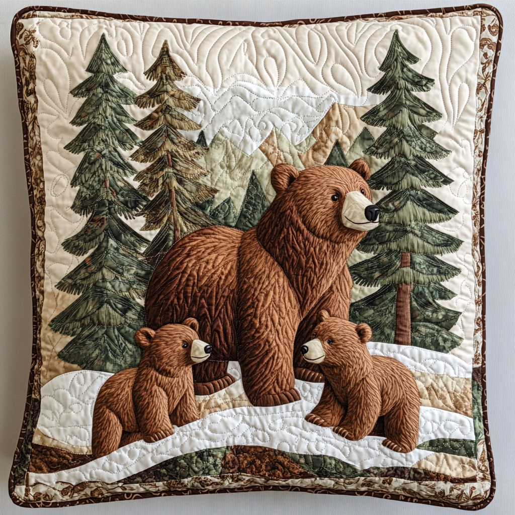 Woodland Bear DAI190225203 Quilted Pillow Case