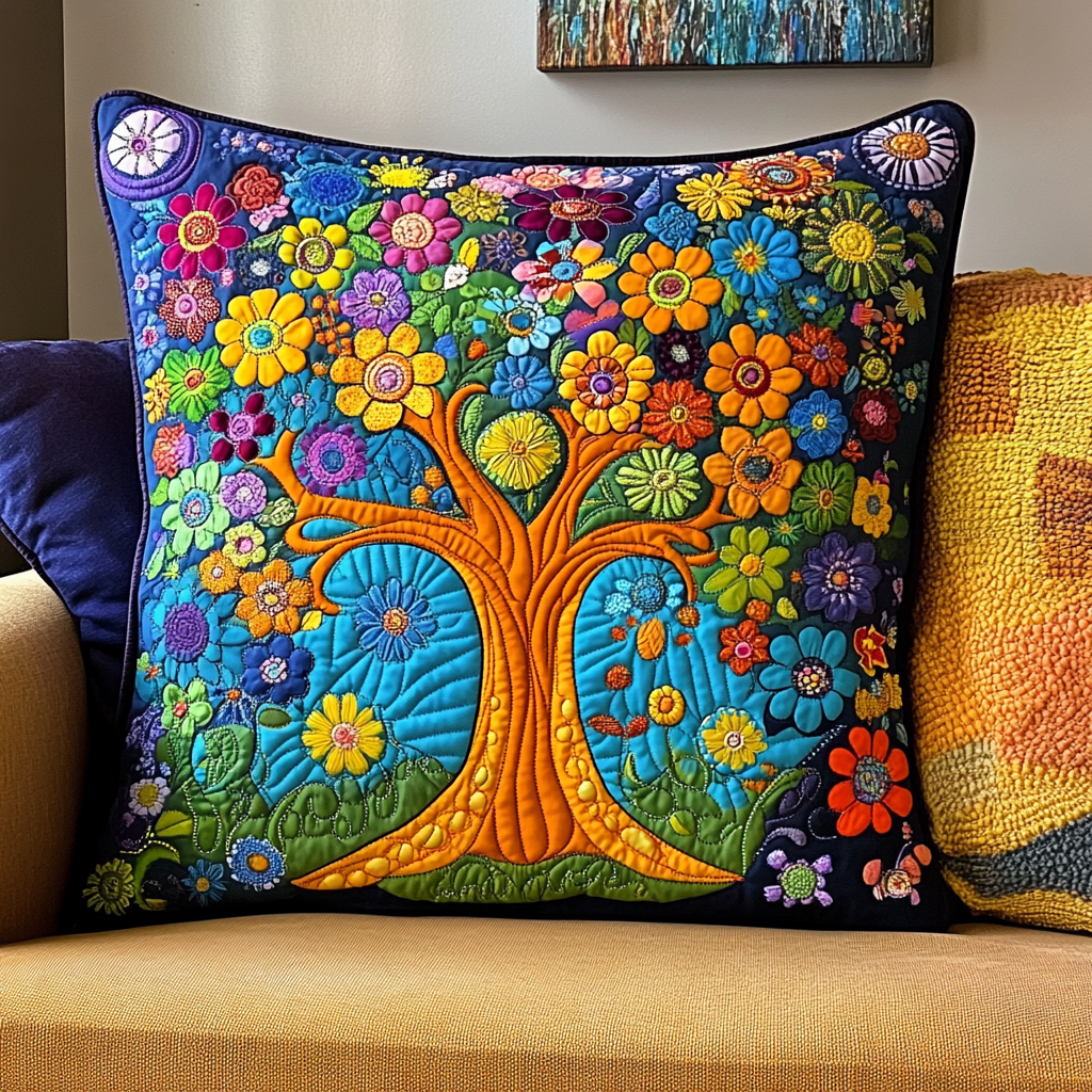 Hippie Tree Of Life DAI110225285 Quilted Pillow Case