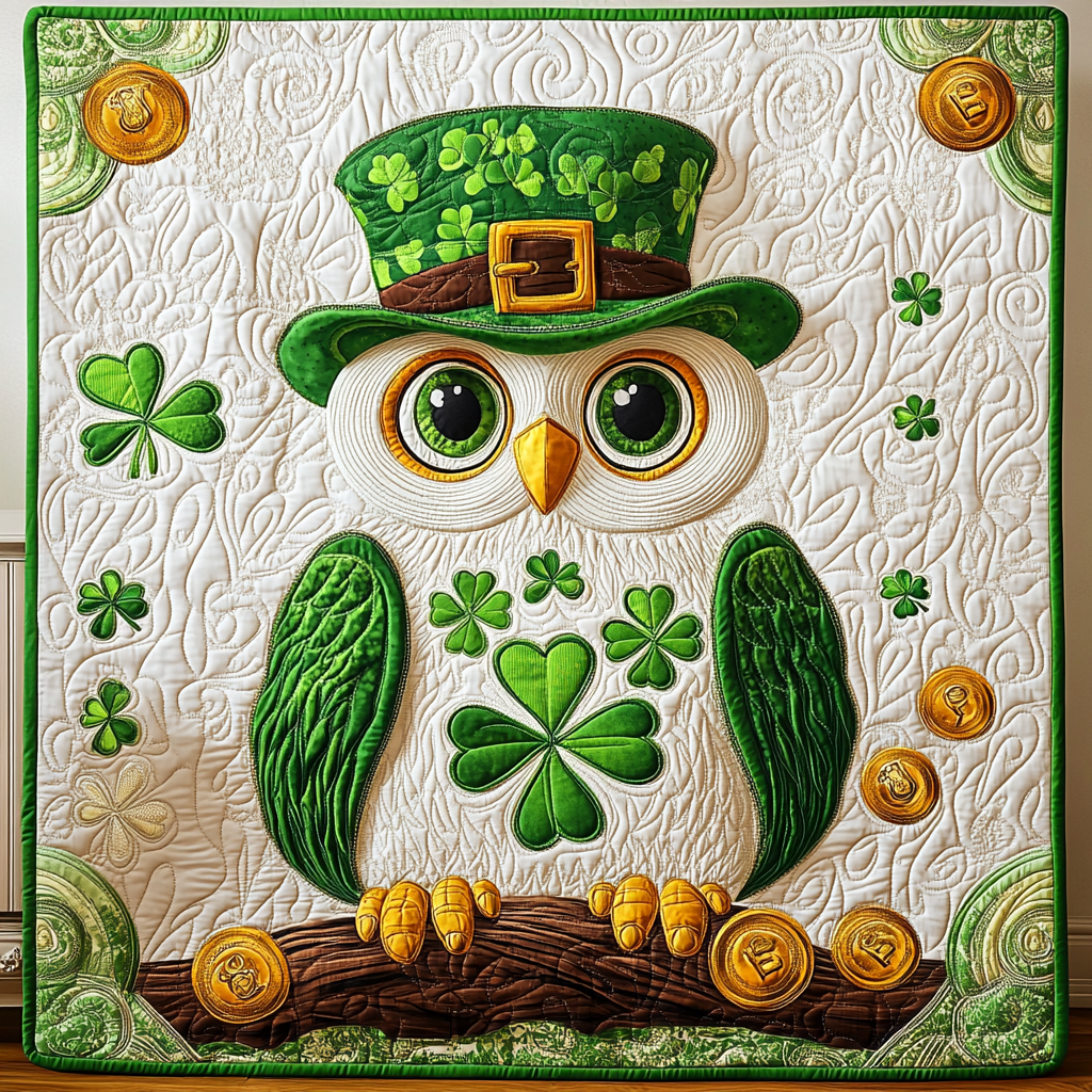 St Patrick's Day Owl DAI200125229 Quilt Blanket