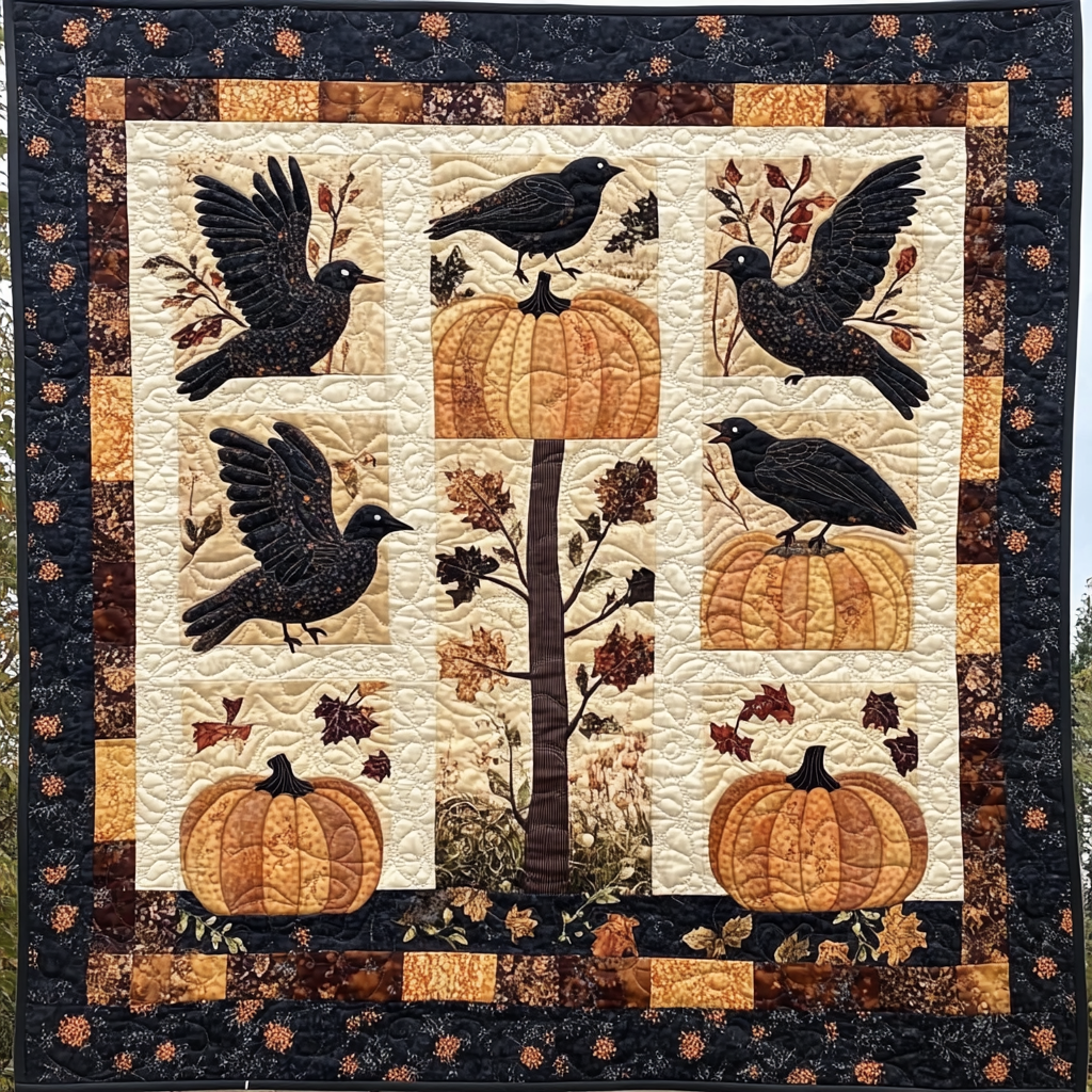 Raven And Pumpkin TAI01102496 Quilt Blanket – Charming Favor