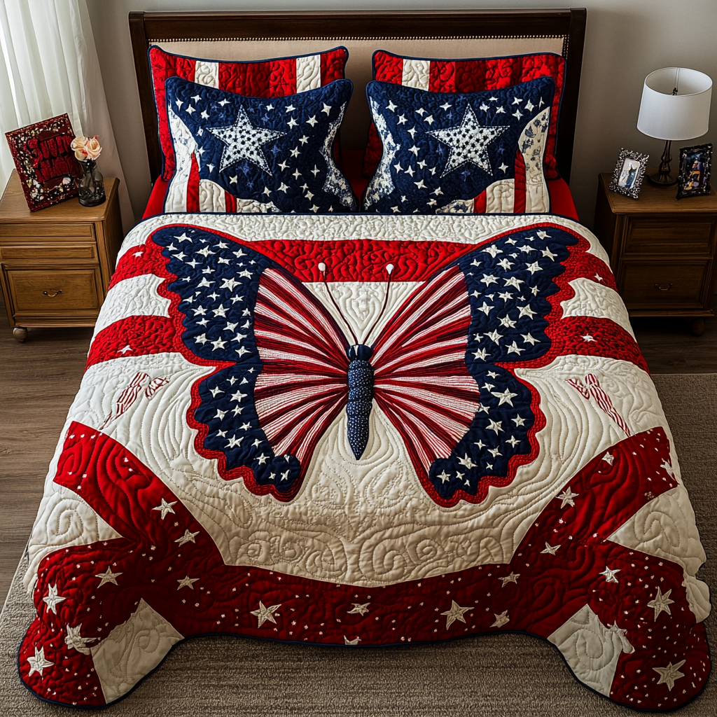 Patriotic Butterfly DAI190225165 Quilt Bedding Set