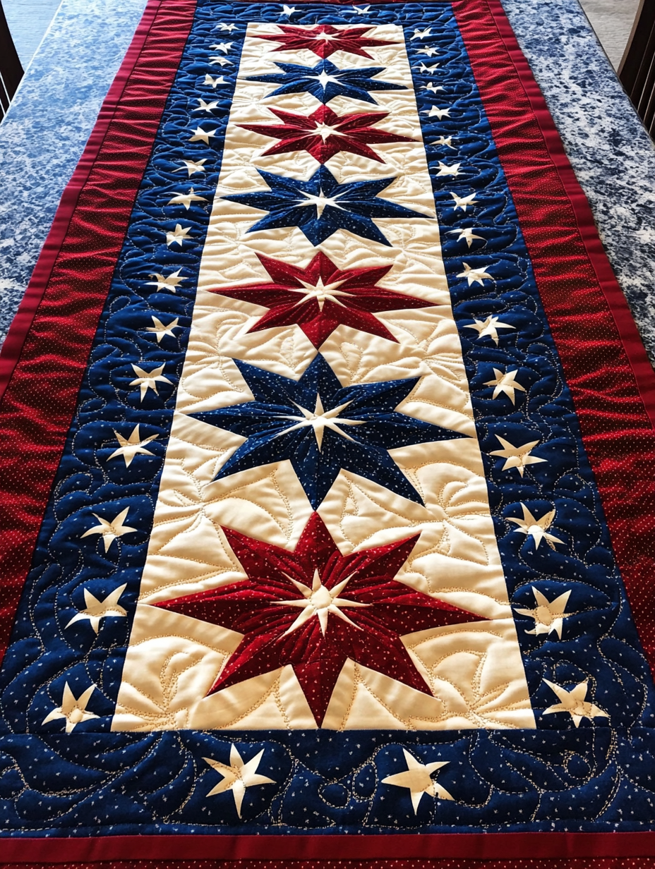 Patriotic Star DAI040225446 Quilted Table Runner