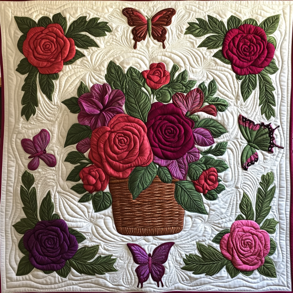 Rose And Butterfly DAI200125209 Quilt Blanket