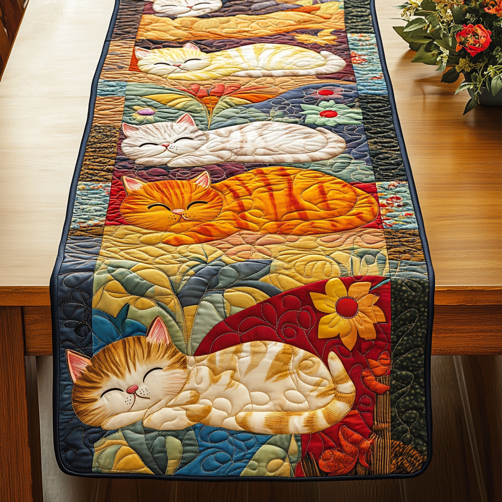 Sleeping Cat DAI090125303 Quilted Table Runner