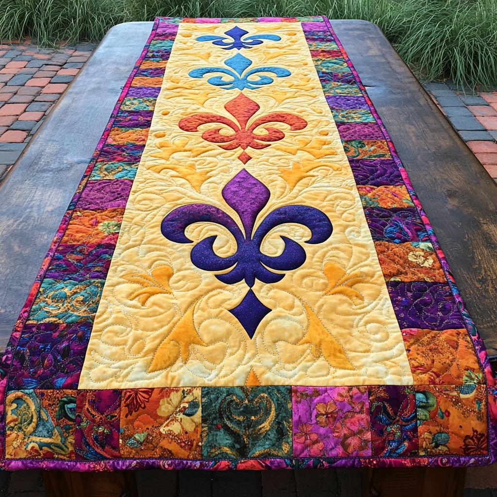 Mardi Gras Fleur De Lis DAI110225396 Quilted Table Runner