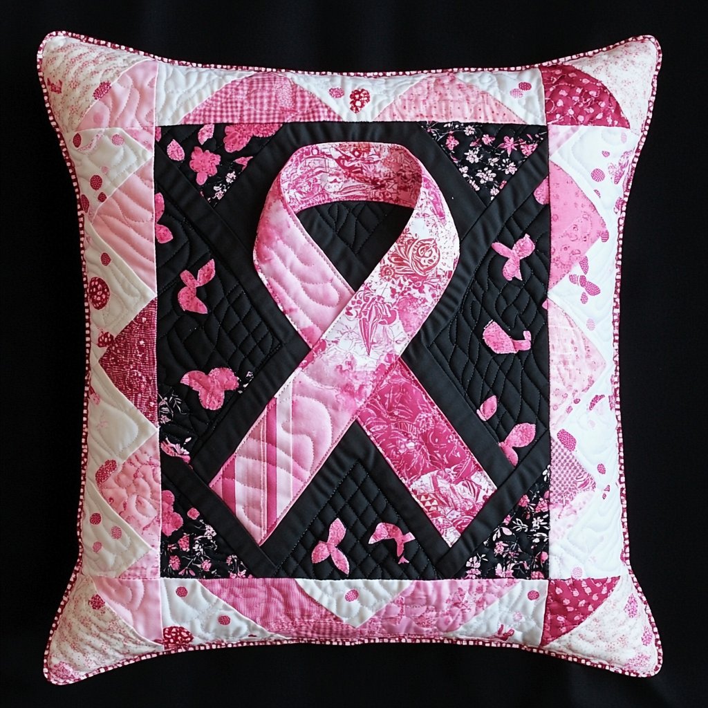 Breast Cancer Ribbon TAI101224270 Quilted Pillow Case