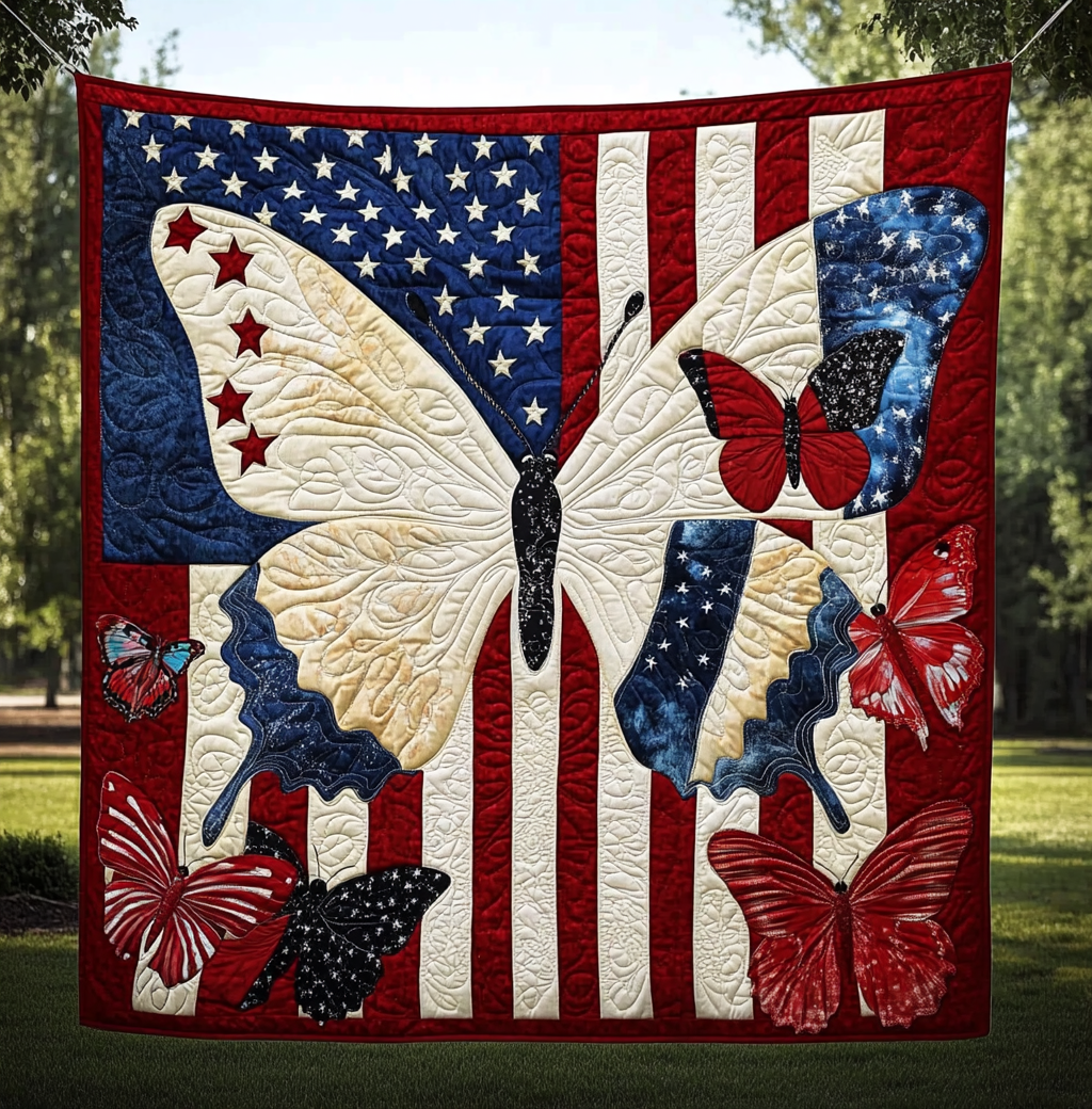 Patriotic Butterfly DAI190225069 Quilt Blanket